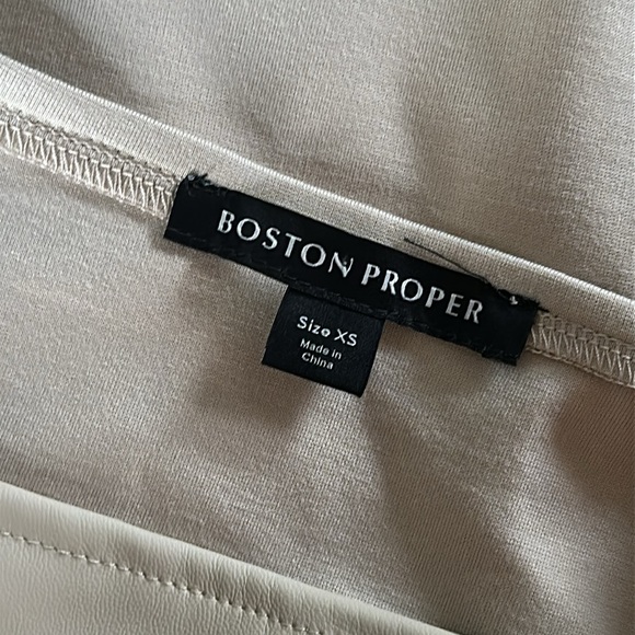 Boston Proper Faux Leather Puff Sleeve top! So cute - Picture 8 of 8